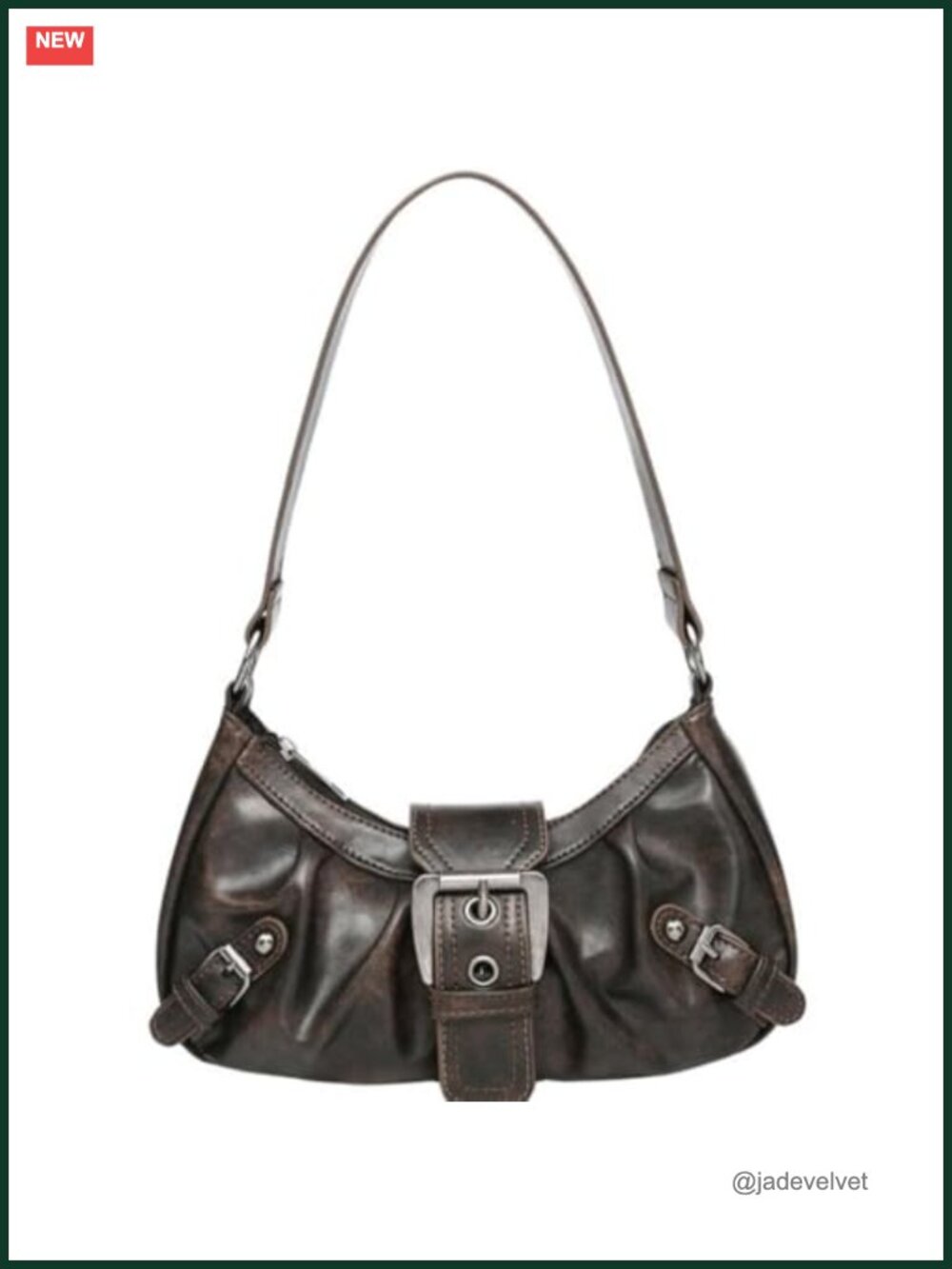 Y2K PU Leather Crescent Hobo Shoulder Bag Goth Punk Underarm Purse